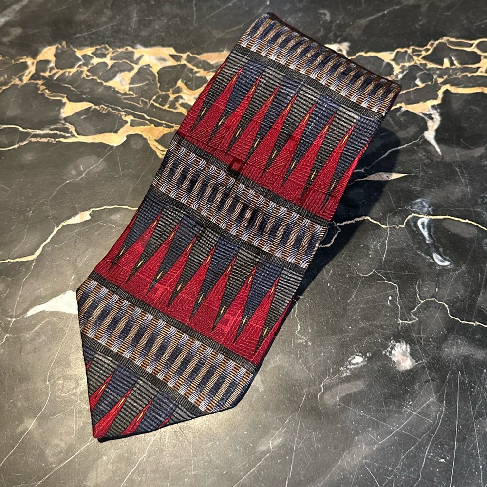 Bill Blass Black Label Silk Geometric Tie Vintage Made in Canada